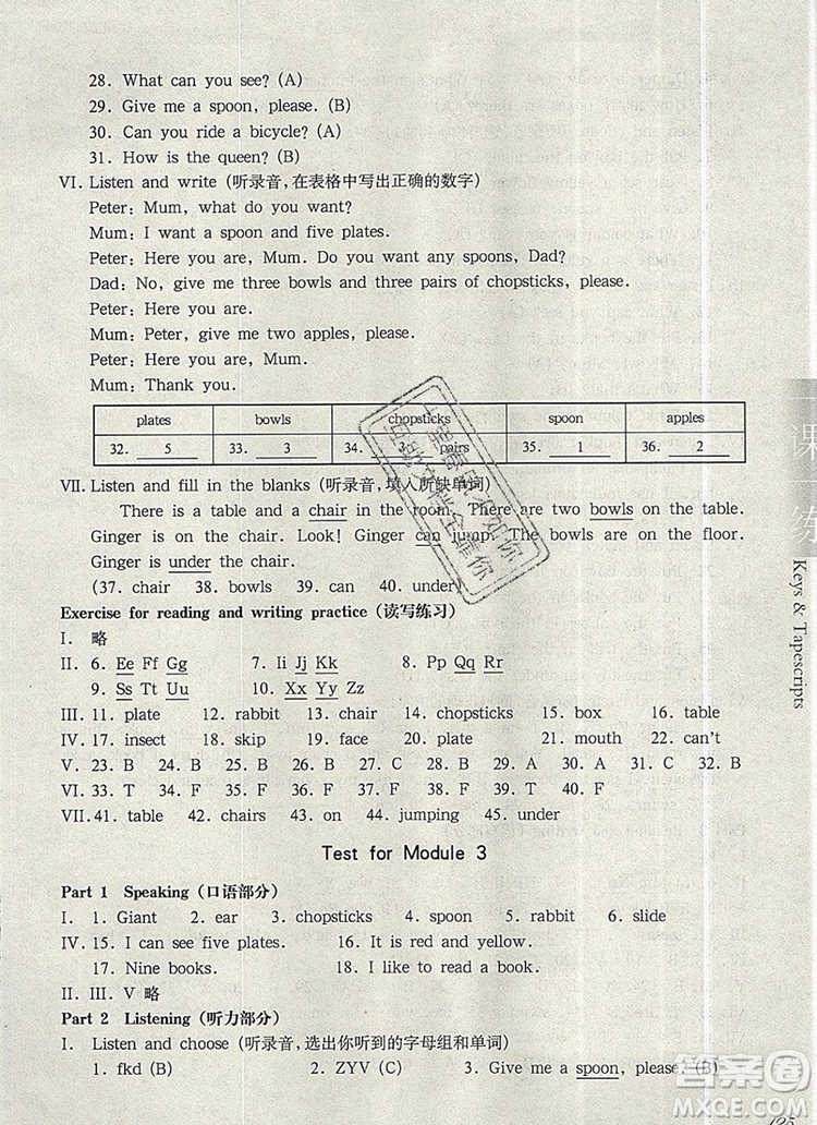 2019年華東師大版一課一練二年級英語第一學期N版參考答案