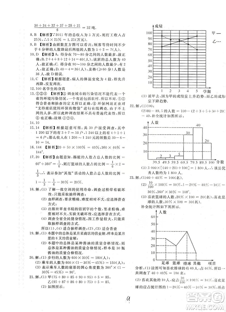 北京教育出版社2019新課堂AB卷單元測試七年級數(shù)學(xué)上冊配北師大版答案