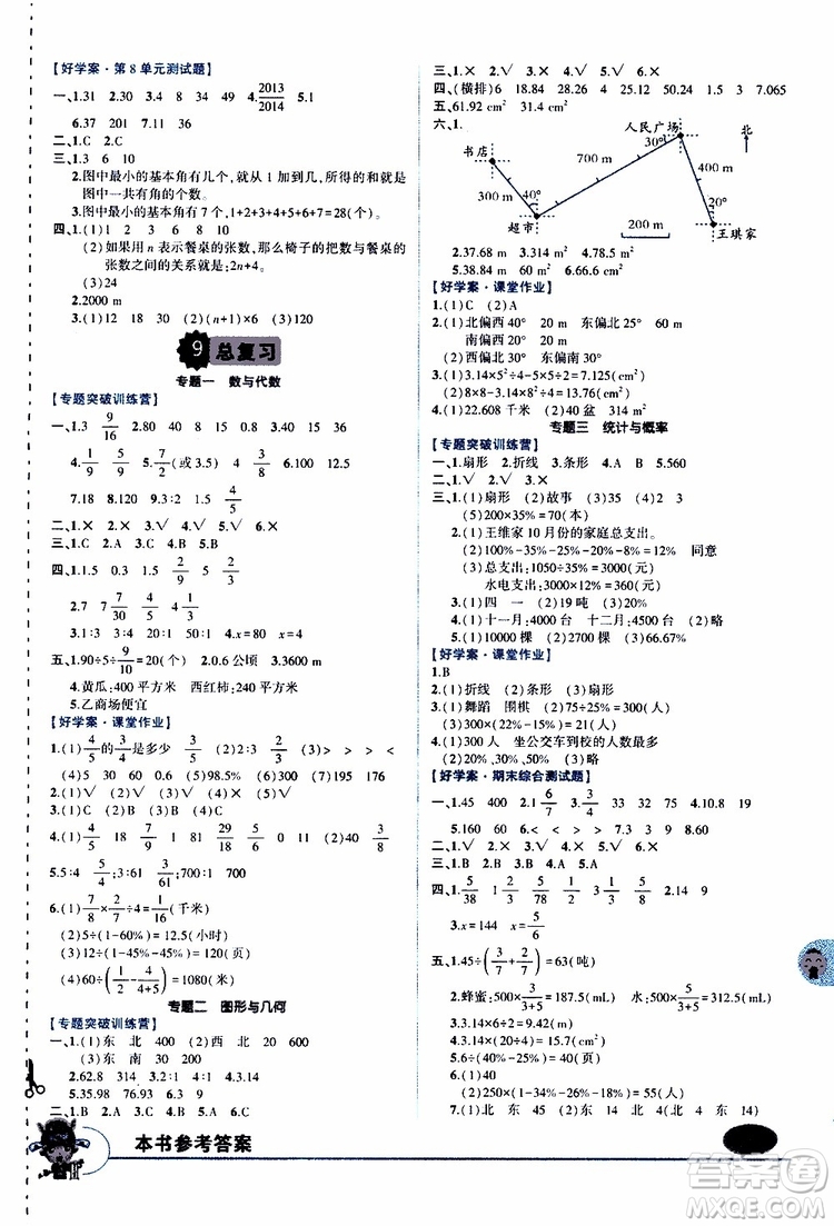 狀元成才路2019年?duì)钤笳n堂導(dǎo)學(xué)案標(biāo)準(zhǔn)本六年級(jí)數(shù)學(xué)上人教版參考答案