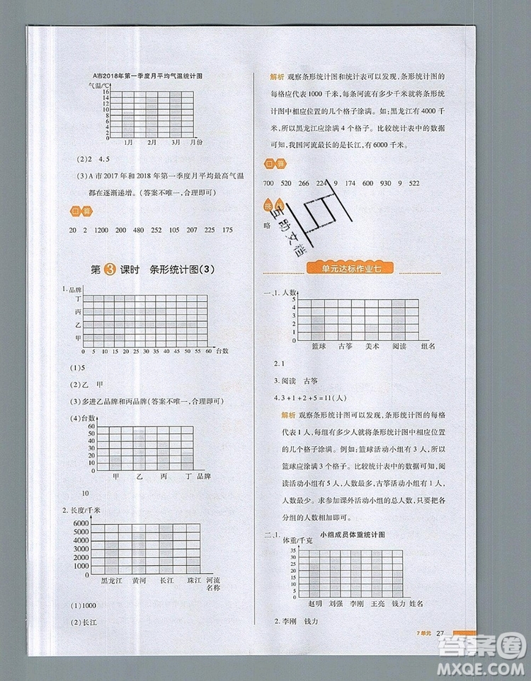 2019年一本我愛寫作業(yè)小學(xué)數(shù)學(xué)四年級上冊人教版參考答案