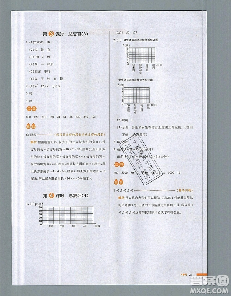 2019年一本我愛寫作業(yè)小學(xué)數(shù)學(xué)四年級上冊人教版參考答案