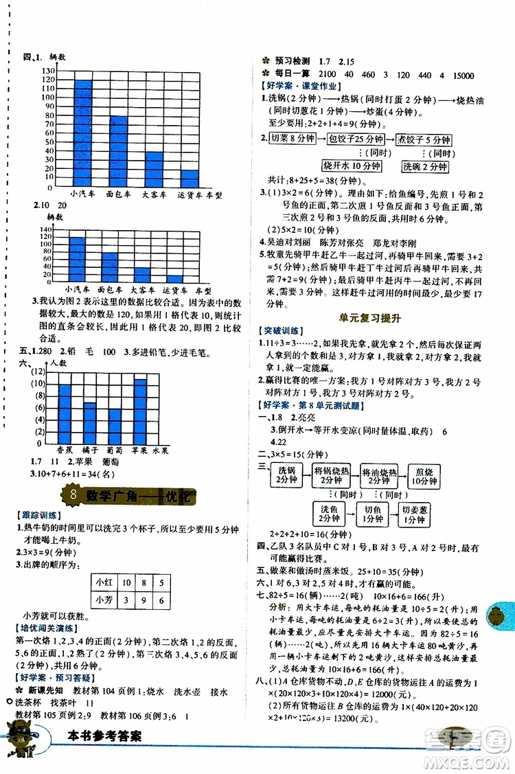 狀元成才路2019年?duì)钤笳n堂導(dǎo)學(xué)案標(biāo)準(zhǔn)本四年級(jí)數(shù)學(xué)上人教版參考答案