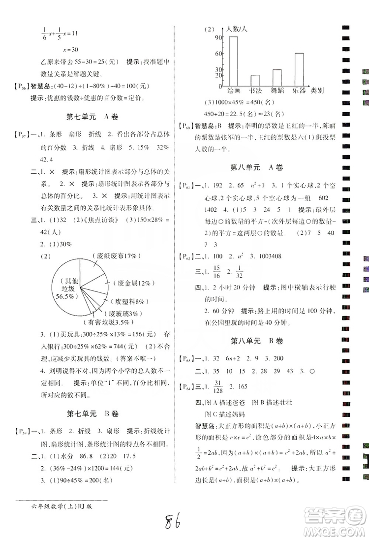 萬向思維2019年秋最新AB卷小學(xué)六年級(jí)數(shù)學(xué)上冊(cè)人教版答案