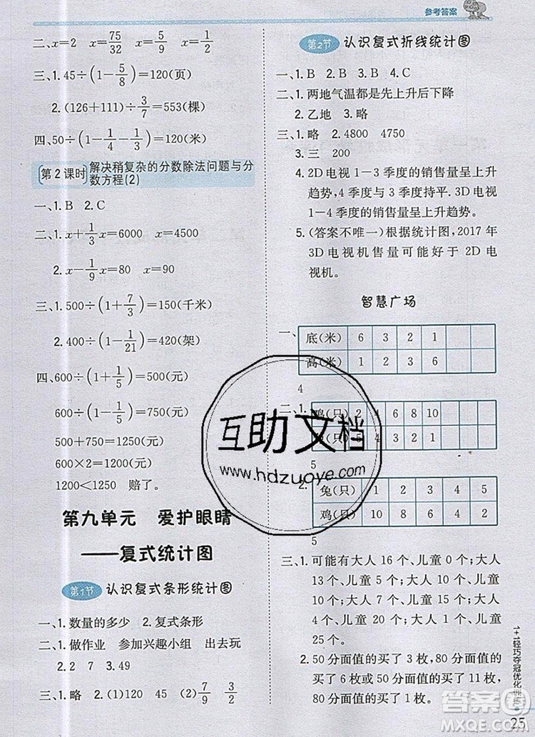 2019年1加1輕巧奪冠優(yōu)化訓練五年級數(shù)學上冊青島版五四制銀版參考答案