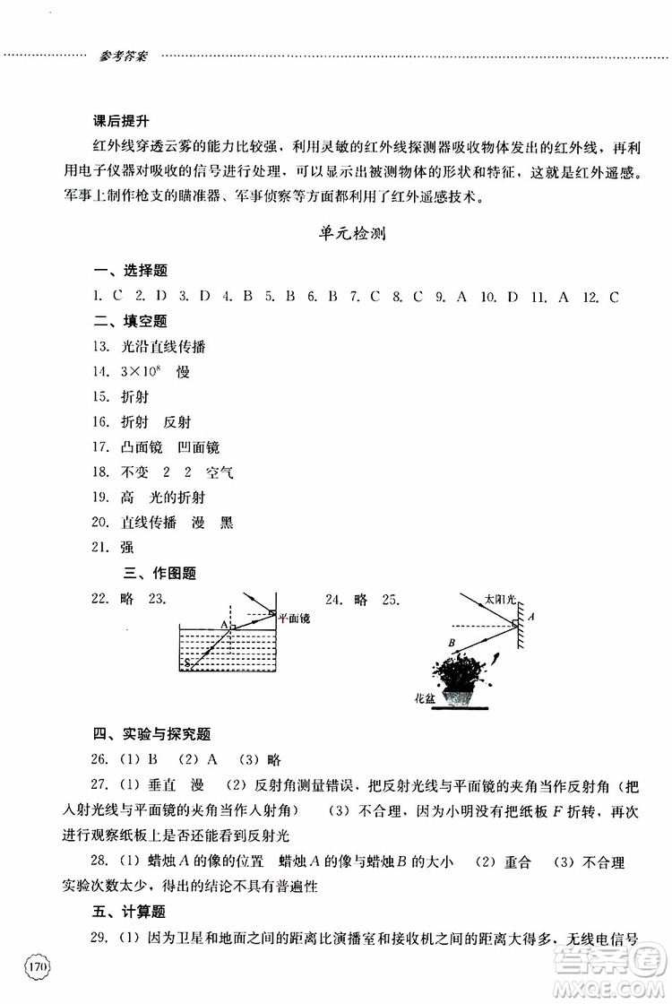 山東大學(xué)出版社2019年初中課堂同步訓(xùn)練物理八年級(jí)上冊(cè)參考答案