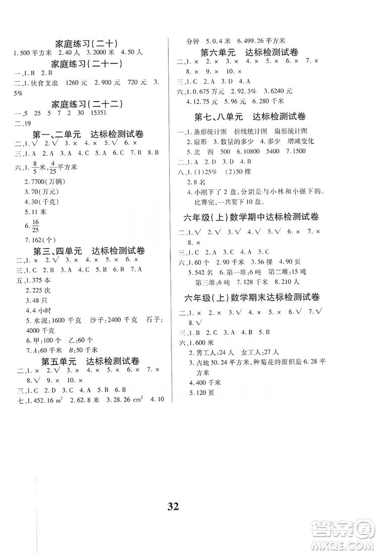 貴州人民出版社2019名校課堂六年級數(shù)學(xué)上冊人教版答案