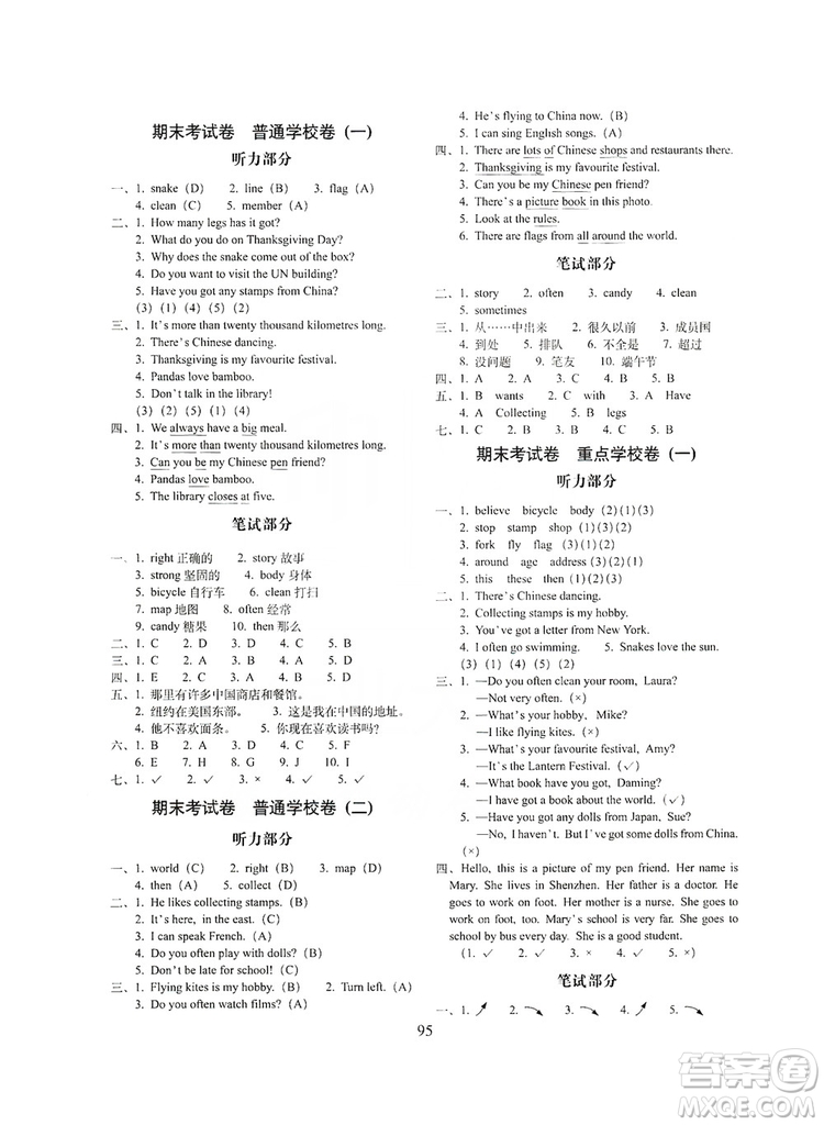 68所名校圖書2019秋期末沖刺100分完全試卷六年級英語上冊外研版全新版答案