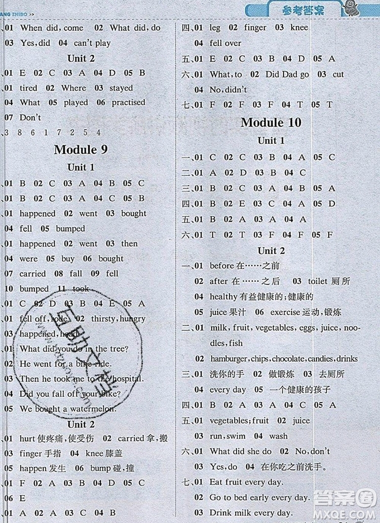 2019年1加1輕巧奪冠課堂直播四年級(jí)英語(yǔ)上冊(cè)外研版一起參考答案