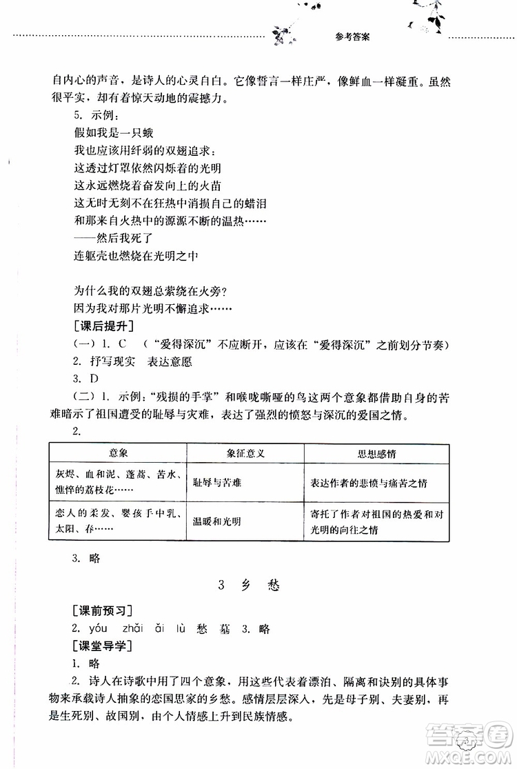 山東大學(xué)出版社2019年初中課堂同步訓(xùn)練語文九年級(jí)上冊(cè)參考答案