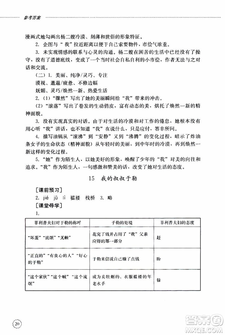 山東大學(xué)出版社2019年初中課堂同步訓(xùn)練語文九年級(jí)上冊(cè)參考答案