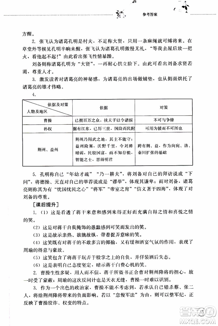 山東大學(xué)出版社2019年初中課堂同步訓(xùn)練語文九年級(jí)上冊(cè)參考答案