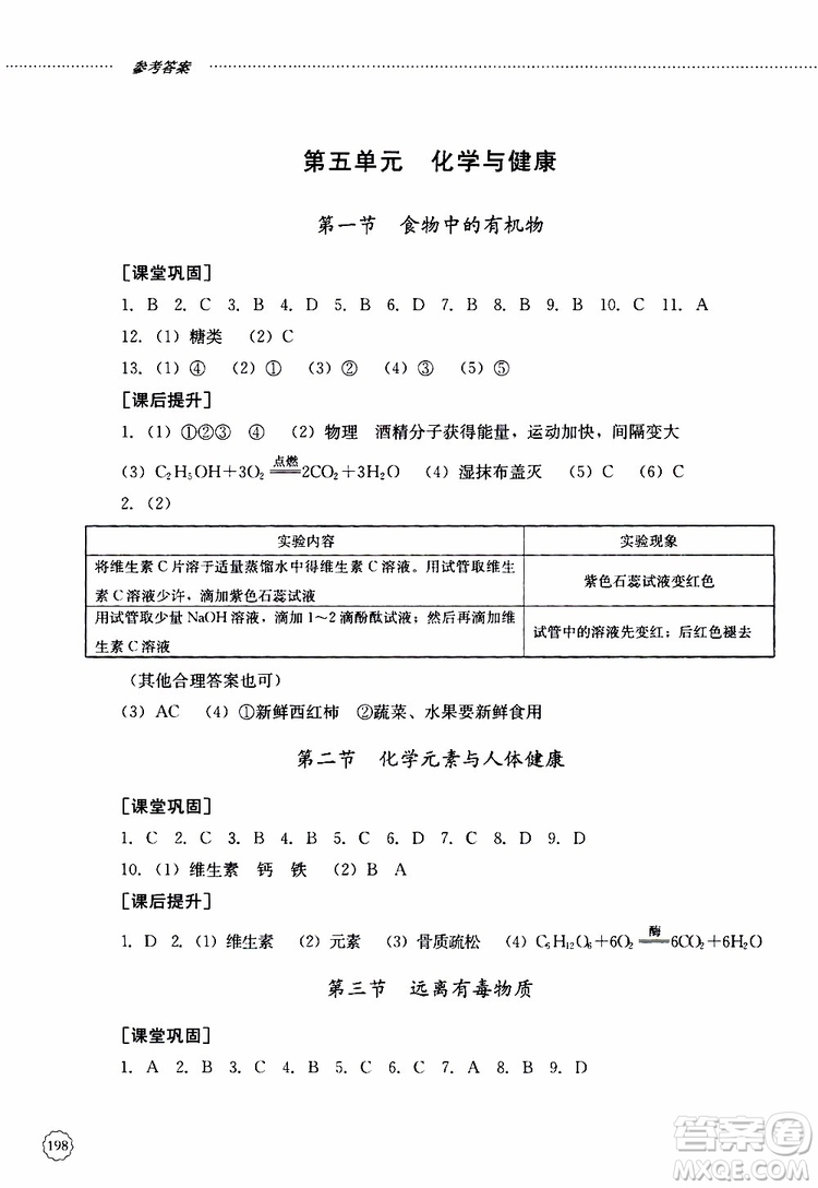 山東大學(xué)出版社2019年初中課堂同步訓(xùn)練化學(xué)九年級(jí)全一冊(cè)參考答案