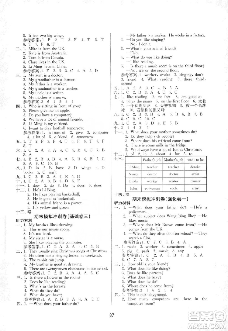 南京大學(xué)出版社2019期末沖刺滿(mǎn)分卷五年級(jí)英語(yǔ)上冊(cè)蘇教版答案