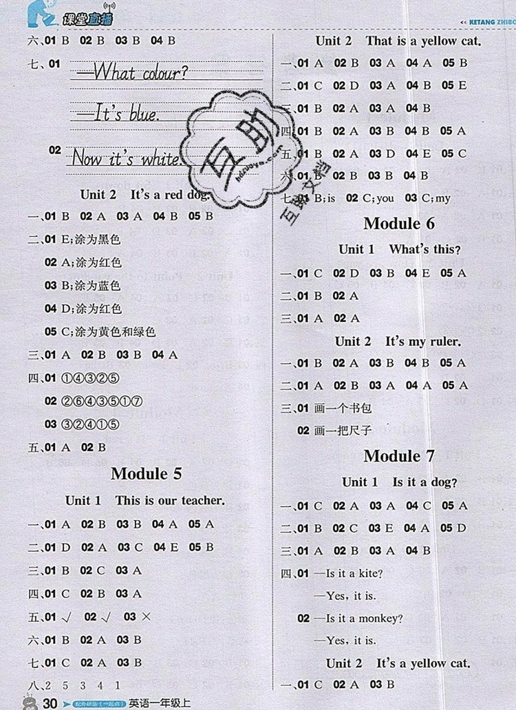 2019年1加1輕巧奪冠課堂直播一年級英語上冊外研版一起參考答案