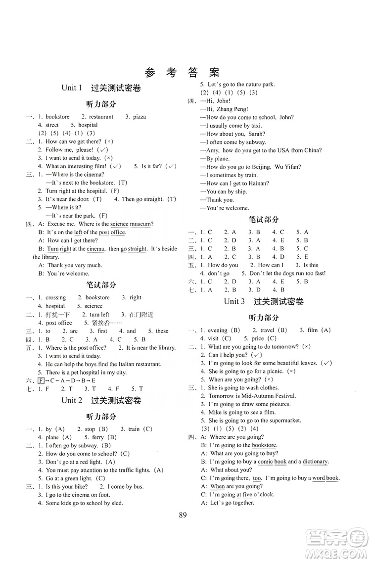 68所名校圖書2019秋期末沖刺100分完全試卷六年級英語上冊人教PEP版全新版答案