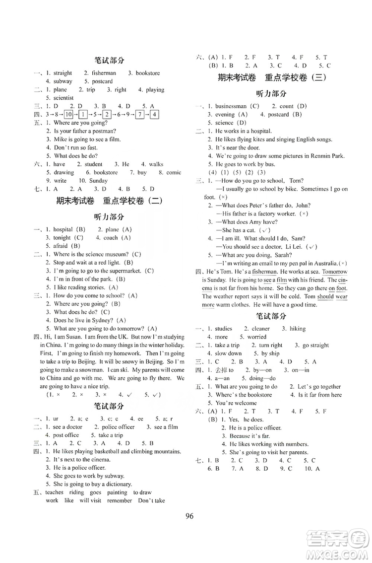 68所名校圖書2019秋期末沖刺100分完全試卷六年級英語上冊人教PEP版全新版答案