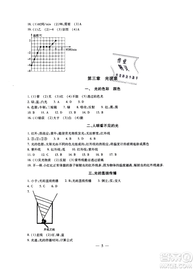 2019年一考圓夢綜合素質(zhì)學(xué)物理隨堂反饋8年級上冊參考答案