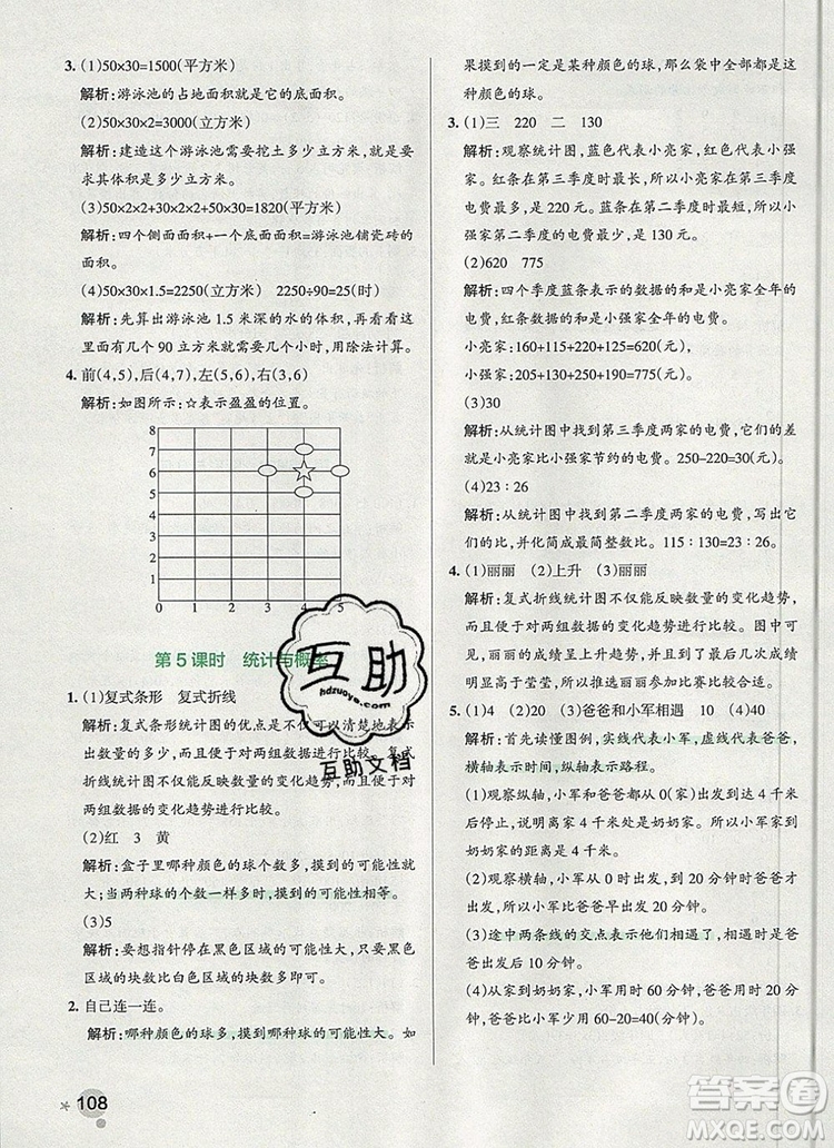 PASS小學(xué)學(xué)霸作業(yè)本五年級數(shù)學(xué)上冊青島版五四制2019年秋參考答案