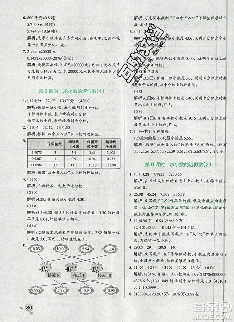 青島版五四制2019年P(guān)ASS小學(xué)學(xué)霸作業(yè)本四年級數(shù)學(xué)上冊參考答案