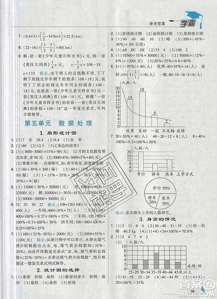 經(jīng)綸學(xué)典學(xué)霸六年級數(shù)學(xué)上冊北師大版2019秋參考答案