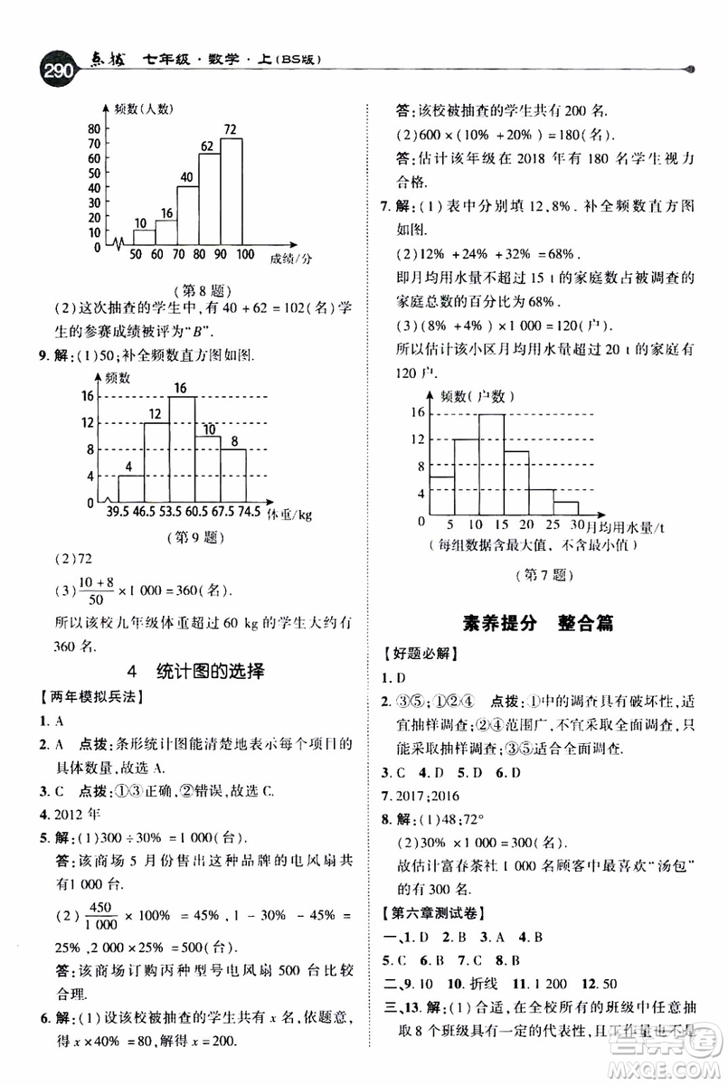 2019年榮德基特高級教師點撥數(shù)學七年級上BS版北師版參考答案