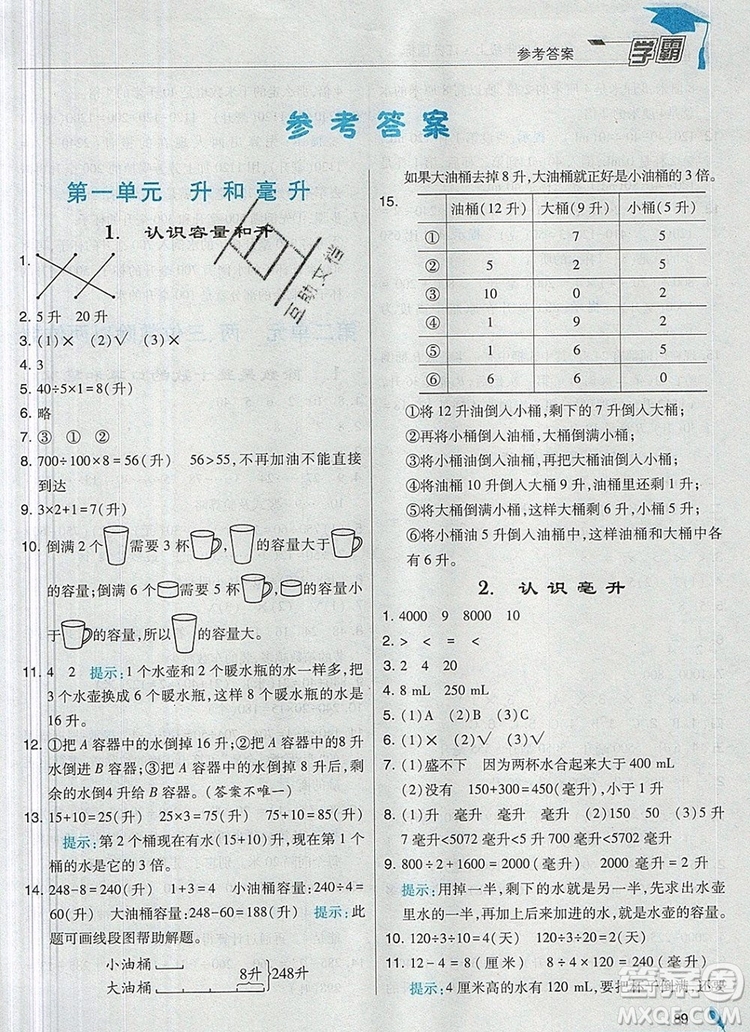 2019年經(jīng)綸學(xué)典學(xué)霸四年級數(shù)學(xué)上冊江蘇版參考答案