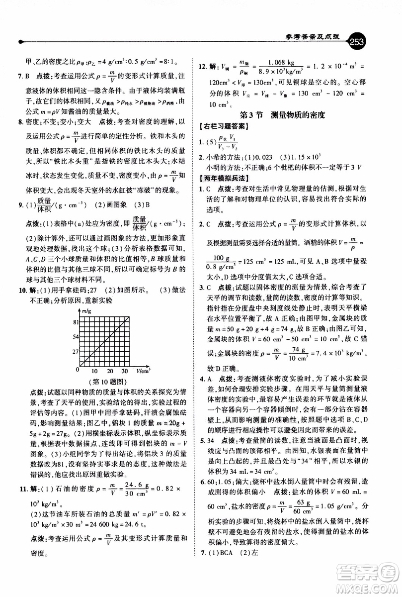 2019年榮德基特高級教師點撥物理八年級上R版人教版參考答案