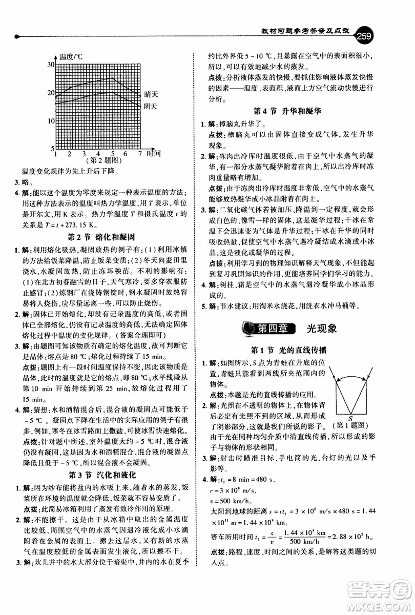 2019年榮德基特高級教師點撥物理八年級上R版人教版參考答案