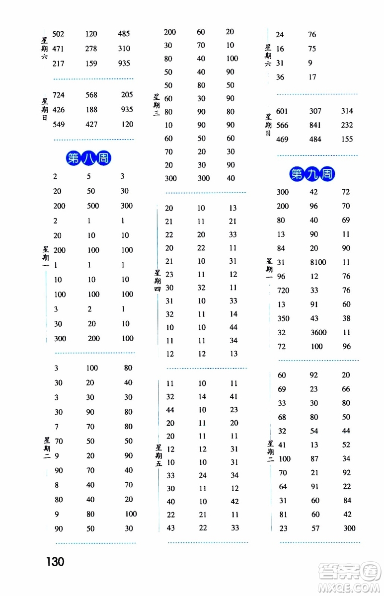 2019秋經(jīng)綸學(xué)典口算達人三年級數(shù)學(xué)上冊BS北師版參考答案