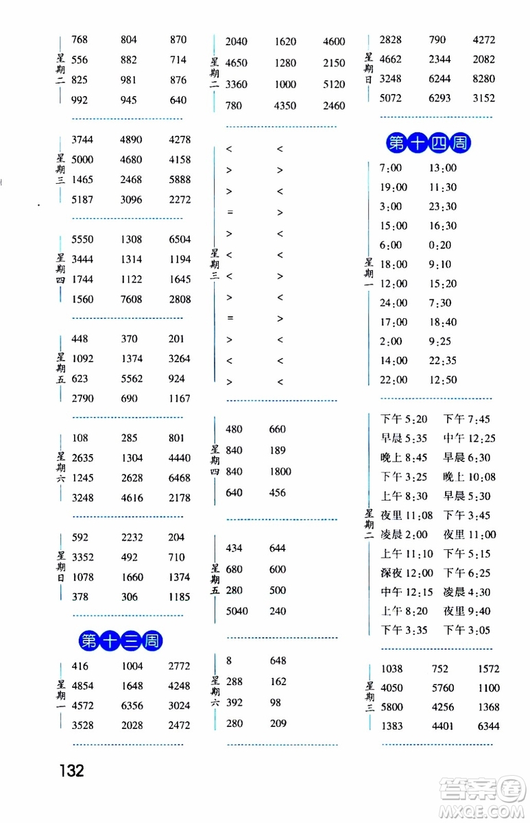 2019秋經(jīng)綸學(xué)典口算達人三年級數(shù)學(xué)上冊BS北師版參考答案