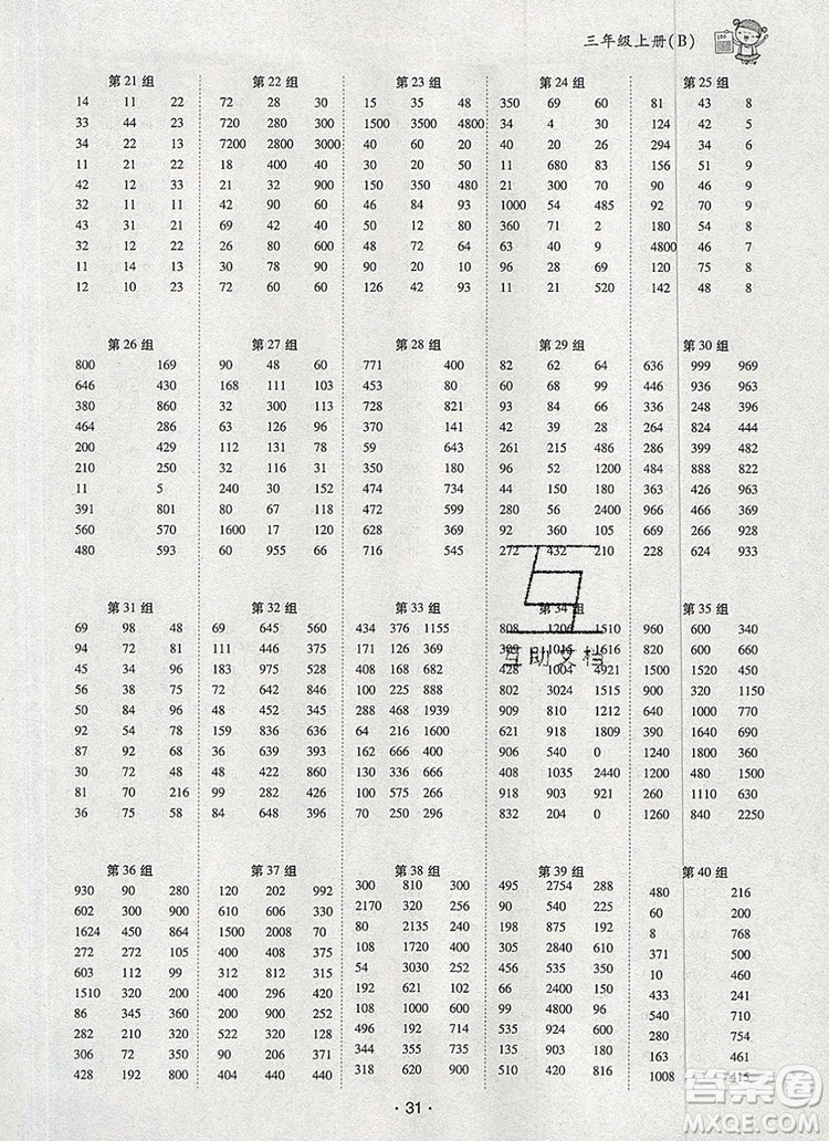 狀元天天練同步練習(xí)三年級(jí)數(shù)學(xué)上冊(cè)北師大版2019年秋參考答案