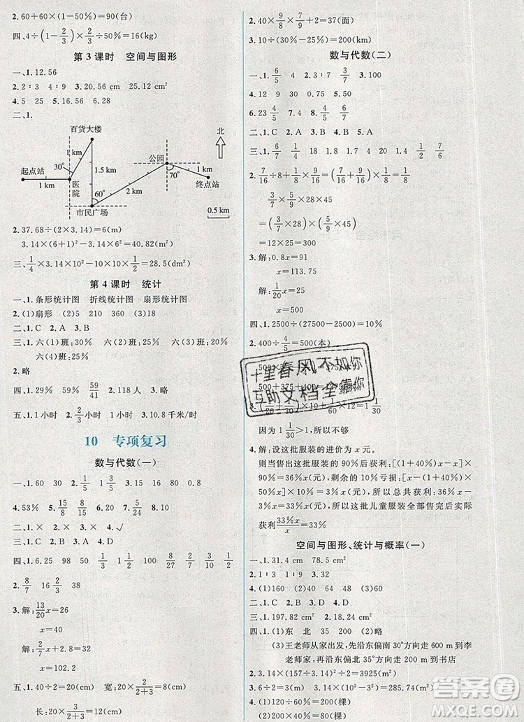 2019年秋新版人教金學典同步解析與測評學考練六年級數(shù)學上冊人教版答案