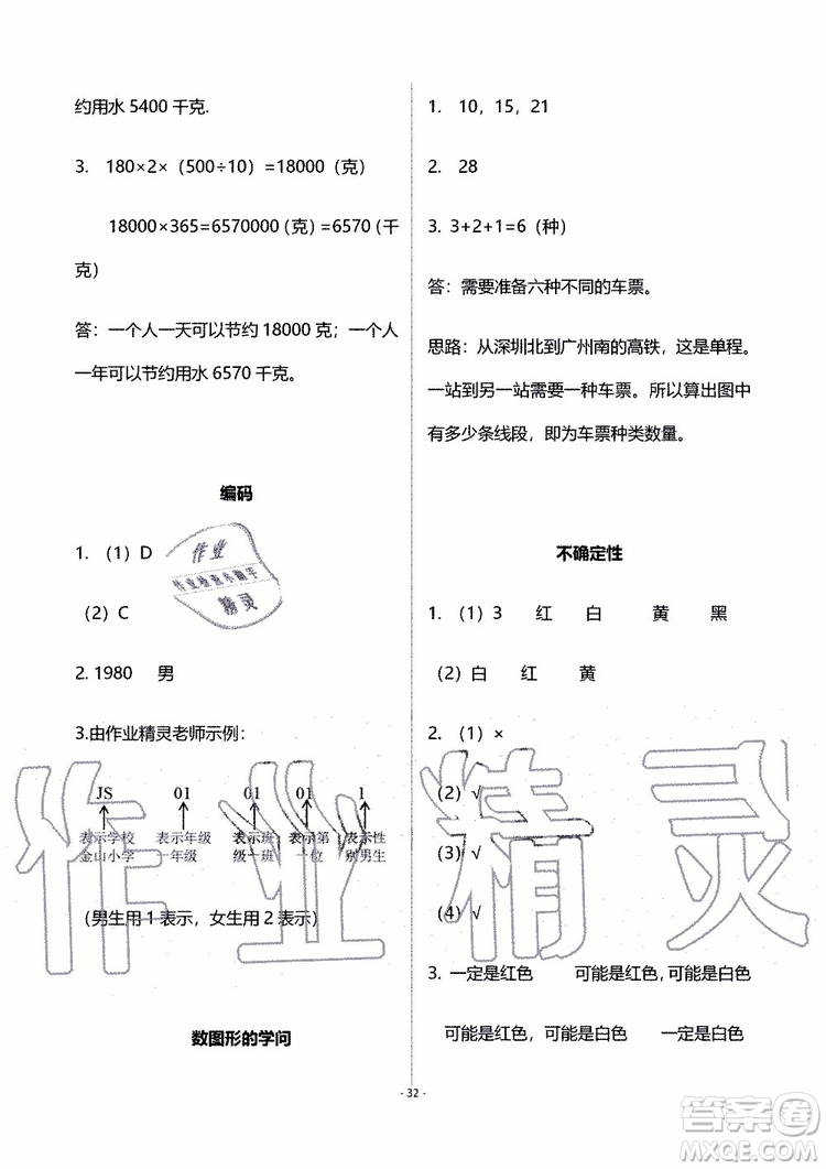 海天出版社2019秋知識(shí)與能力訓(xùn)練數(shù)學(xué)四年級(jí)上冊(cè)北師大版B版參考答案