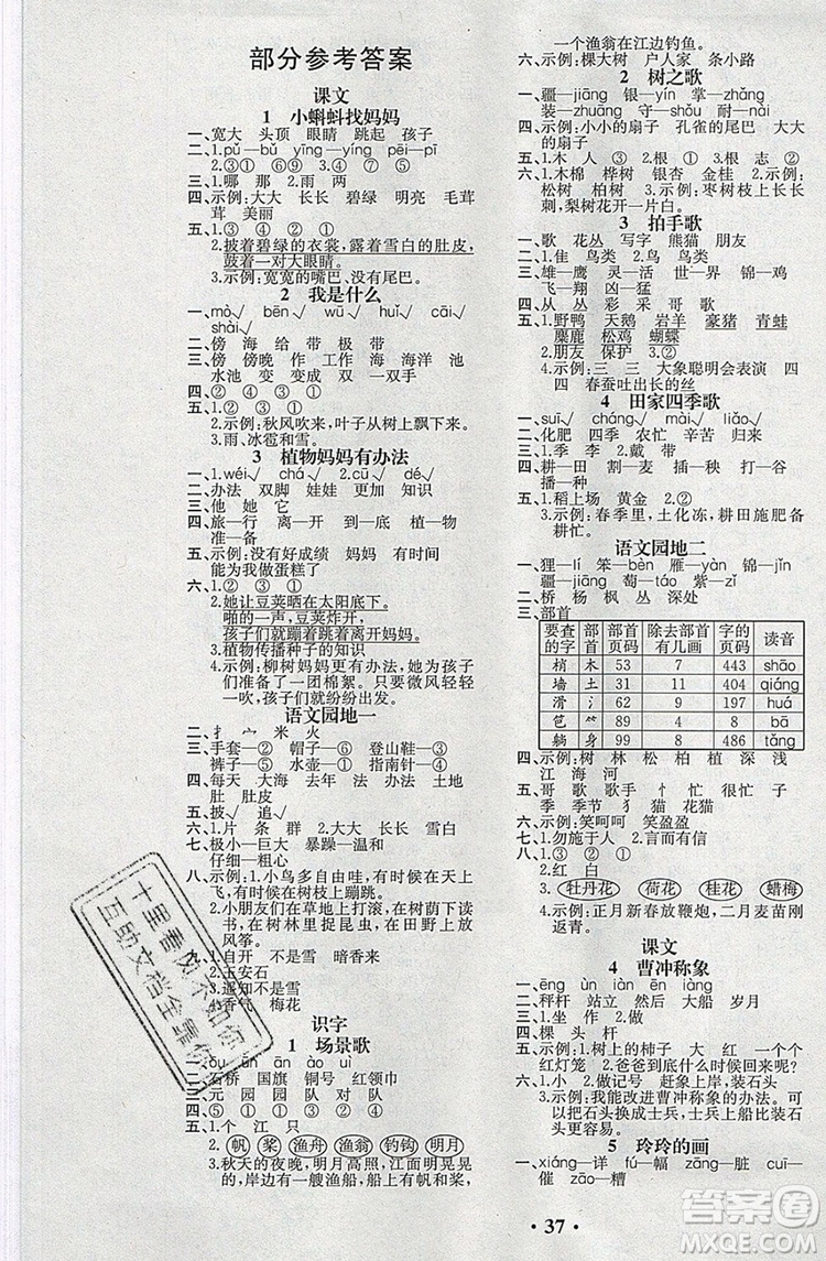 2019年勝券在握同步解析與測(cè)評(píng)二年級(jí)語(yǔ)文上冊(cè)人教版重慶專版答案