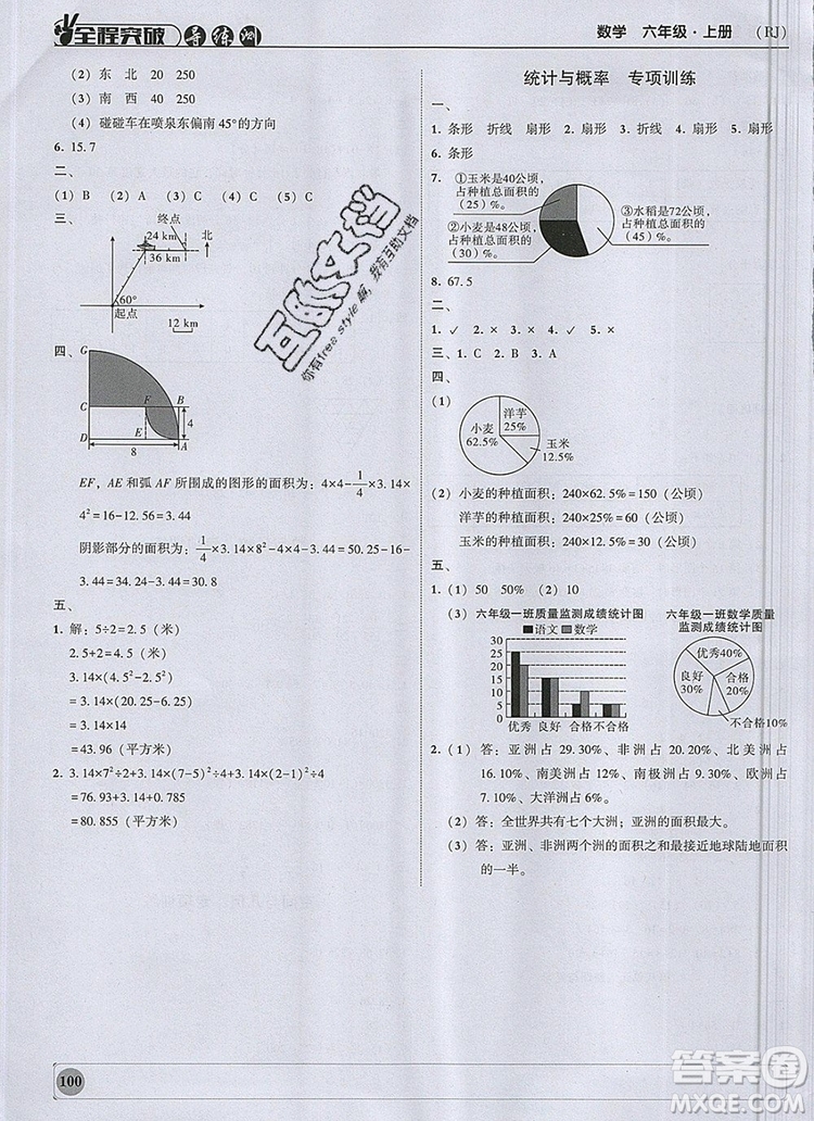 狀元坊全程突破導(dǎo)練測(cè)六年級(jí)數(shù)學(xué)上冊(cè)人教版2019參考答案