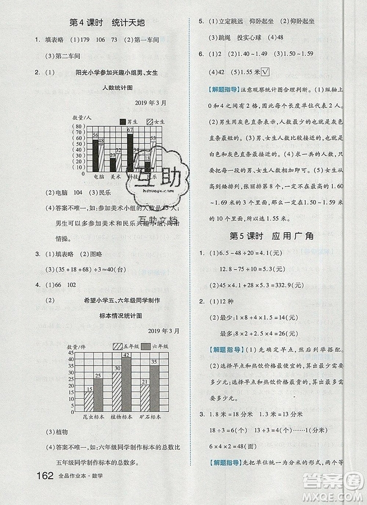 2019年秋新版全品作業(yè)本五年級數(shù)學(xué)上冊蘇教版參考答案