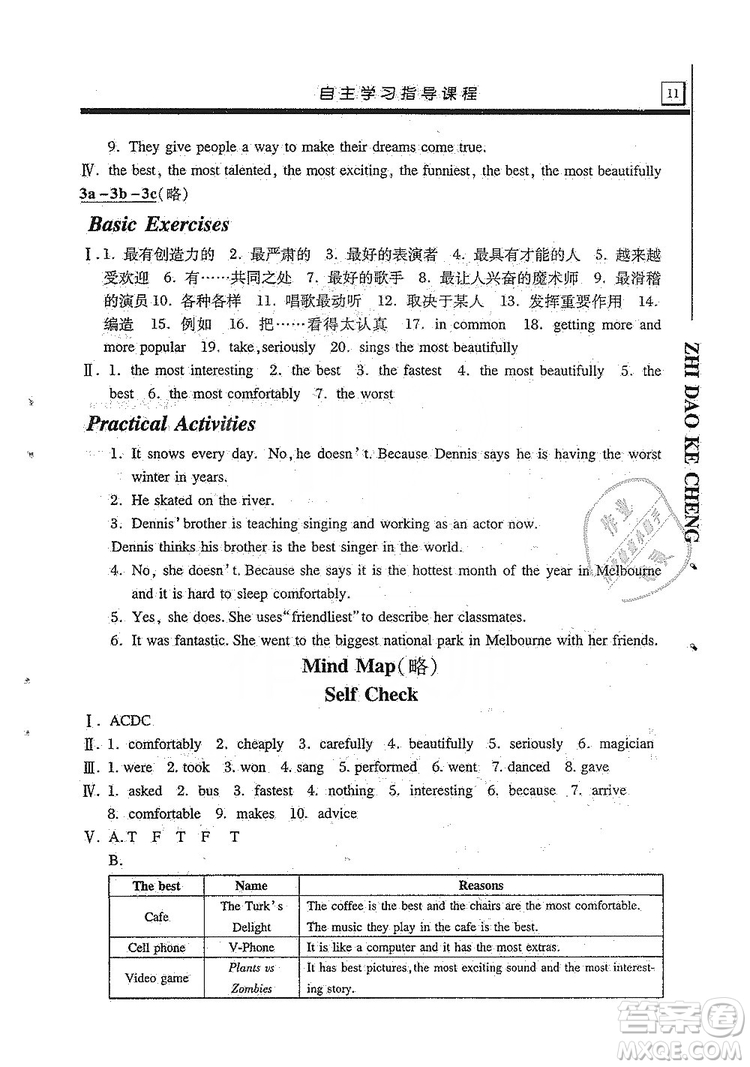 明天出版社2019自主學(xué)習(xí)指導(dǎo)課程8年級(jí)英語(yǔ)上冊(cè)人教版答案