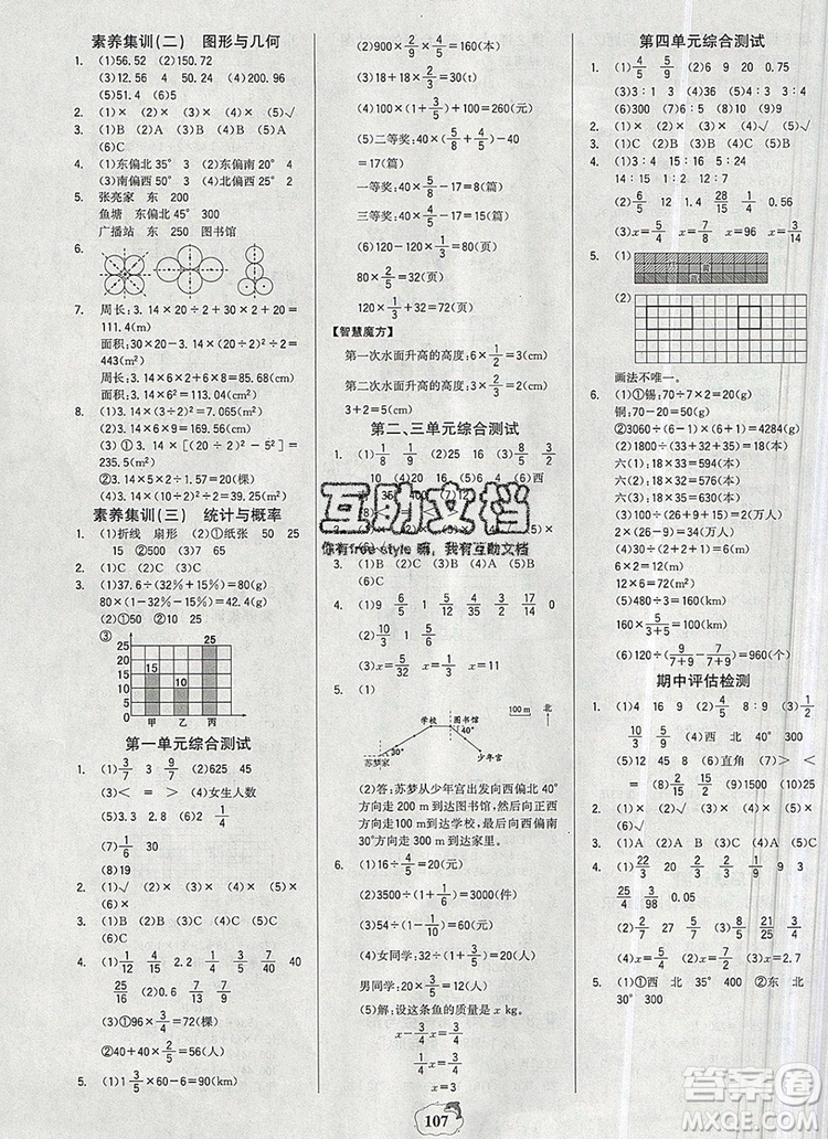 世紀(jì)金榜金榜小博士六年級(jí)數(shù)學(xué)上冊(cè)人教版2020年新版答案