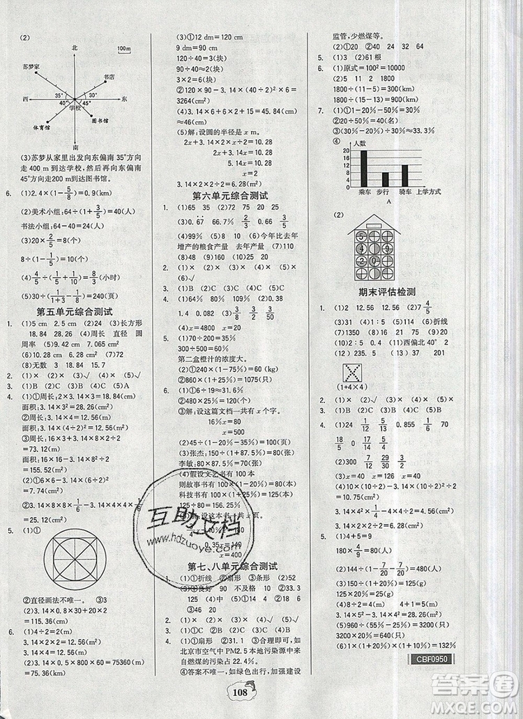 世紀(jì)金榜金榜小博士六年級(jí)數(shù)學(xué)上冊(cè)人教版2020年新版答案