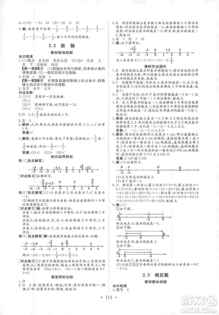 海南出版社2019新課程同步練習冊數(shù)學七年級上冊華東師大版答案