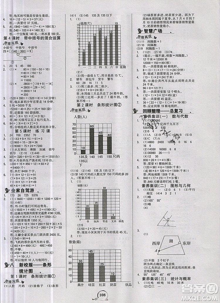 2020年新版世紀金榜金榜小博士四年級數(shù)學上冊青島版答案