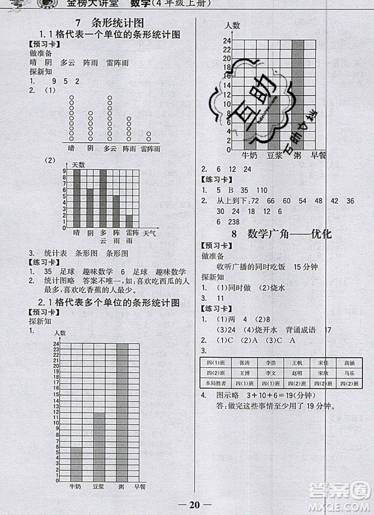 世紀(jì)金榜金榜大講堂四年級(jí)數(shù)學(xué)上冊(cè)人教版2020年新版答案