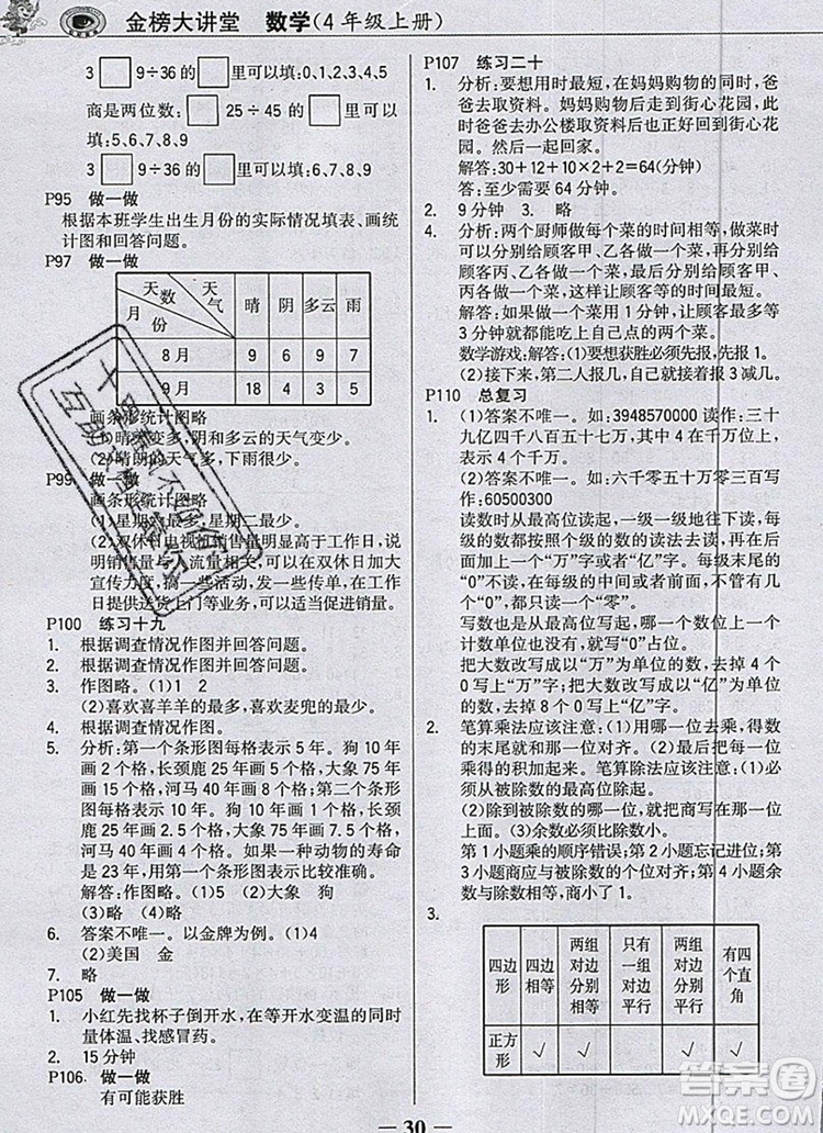 世紀(jì)金榜金榜大講堂四年級(jí)數(shù)學(xué)上冊(cè)人教版2020年新版答案