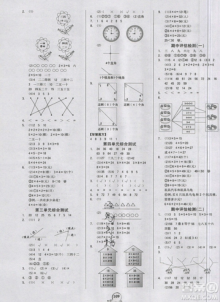 2020年新版世紀(jì)金榜金榜小博士二年級數(shù)學(xué)上冊青島版答案