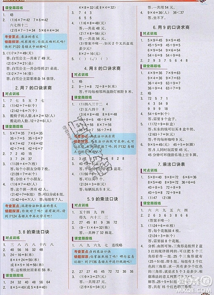 2020年新版世紀金榜金榜大講堂二年級數(shù)學上冊蘇教版答案