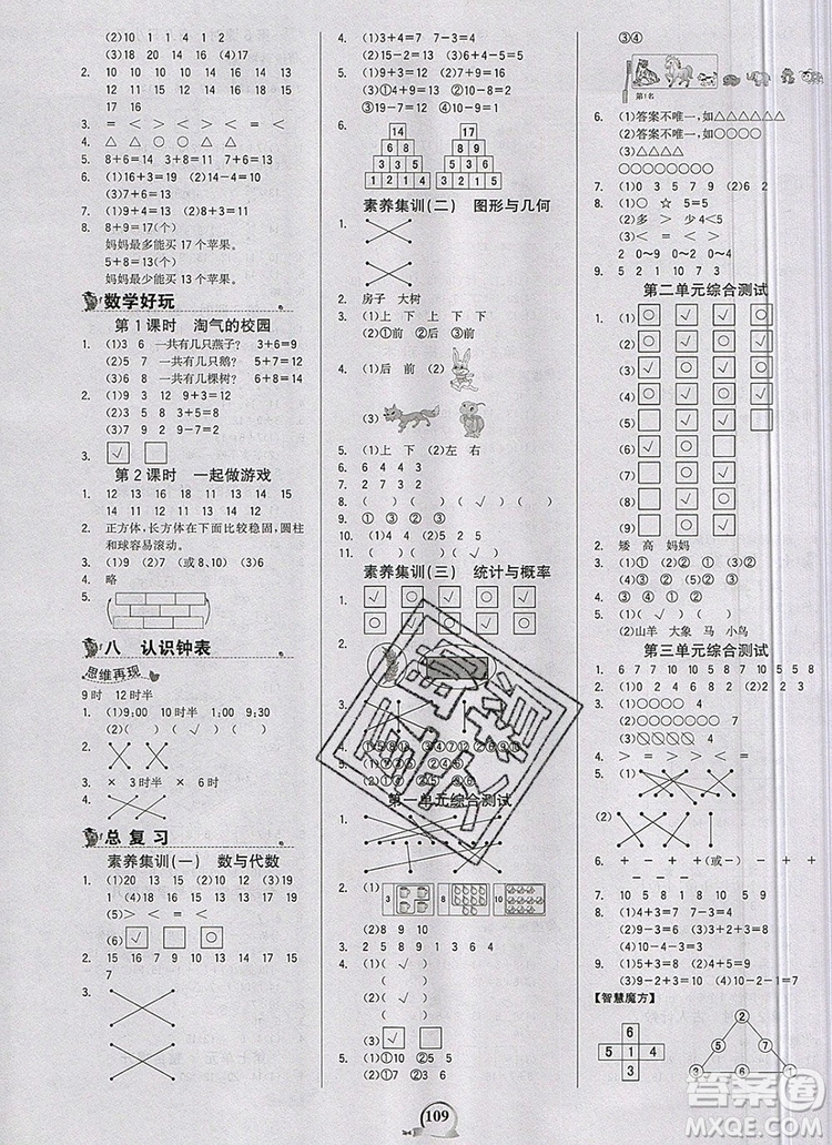 世紀金榜金榜小博士一年級數(shù)學上冊北師大版2020年新版答案