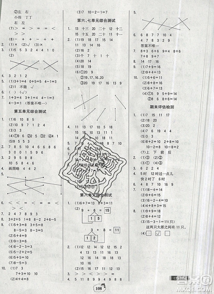 2020年新版世紀金榜金榜大講堂一年級數(shù)學上冊人教版答案