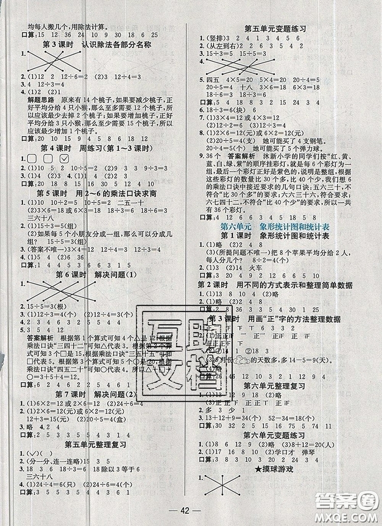 現(xiàn)代教育出版社2019年走向優(yōu)等生二年級(jí)數(shù)學(xué)上冊(cè)冀教版答案