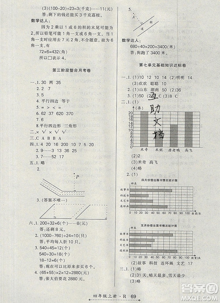 2019年秋新版贏在立德狀元1卷通四年級數(shù)學(xué)上冊人教版答案