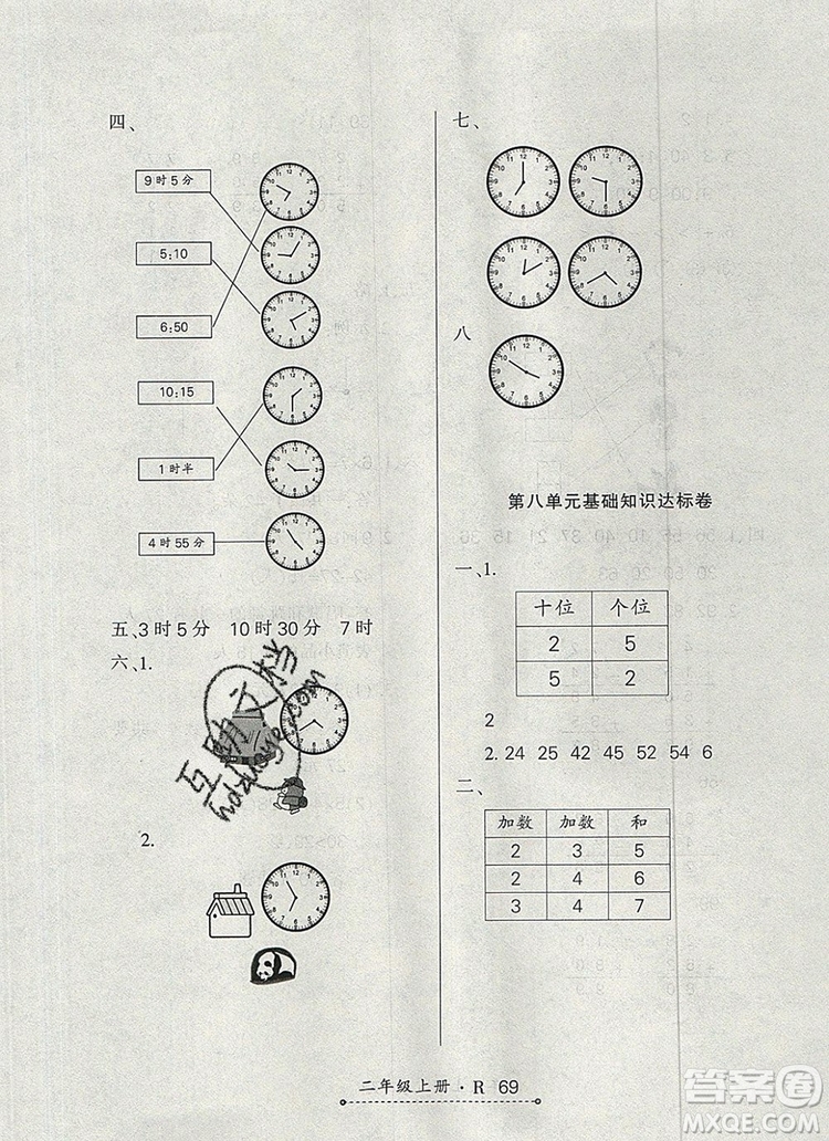 2019年秋新版贏在立德?tīng)钤?卷通二年級(jí)數(shù)學(xué)上冊(cè)人教版答案